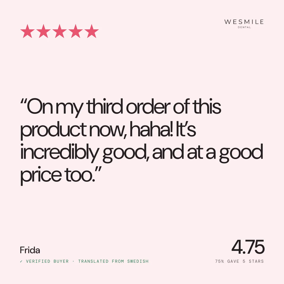 Review from Frida, 4.75 from 4 reviews